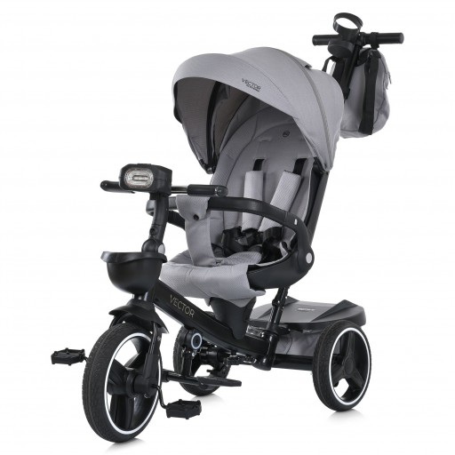Велосипед ME 1162-1 VECTOR Gray (1шт) 3 кол.PU (12/10) поворот сид.,швидкоз'ємні кол.гальма,склад.кермо,світло,підшип.,сумка,дощовик,сірий