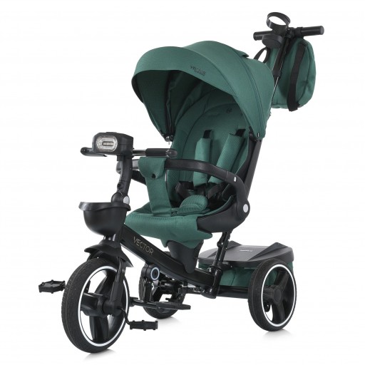 Велосипед ME 1162-1 VECTOR Green (1шт) 3 кол.PU (12/10) поворот сид.,швидкоз'ємні кол.гальма,склад.кермо,світло,підшип.,сумка,дощовик,зелений