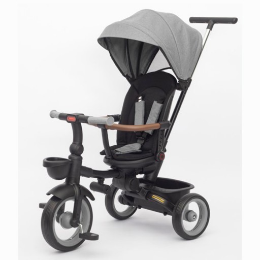 Велосипед MT 1038 Grey (1шт) 3 колеса EVA, поворотн, складний, батьківська ручка, багажник,корзина, сірий